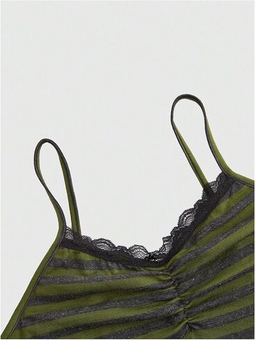 SOLY HUX Women's Y2k Tank Tops Striped Lace Trim Cami Tops Summer V Neck Fitted Camisole Shirts in Saudi Arabia