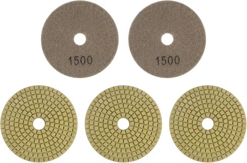 HARFINGTON 5pcs Diamond Polishing Pads 4" Grits 1500 Wet/Dry Premium Diamond Polish Pad for Stone Concrete Marble Countertop Quartz for Polisher Grinder in Saudi Arabia