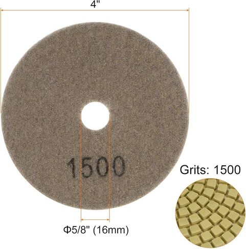 HARFINGTON 5pcs Diamond Polishing Pads 4" Grits 1500 Wet/Dry Premium Diamond Polish Pad for Stone Concrete Marble Countertop Quartz for Polisher Grinder in Saudi Arabia