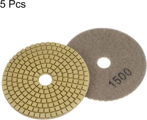 HARFINGTON 5pcs Diamond Polishing Pads 4" Grits 1500 Wet/Dry Premium Diamond Polish Pad for Stone Concrete Marble Countertop Quartz for Polisher Grinder in Saudi Arabia