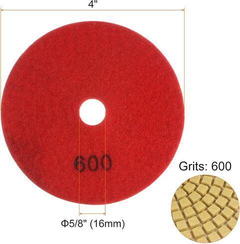 HARFINGTON 5pcs Diamond Polishing Pads 4" Grits 1500 Wet/Dry Premium Diamond Polish Pad for Stone Concrete Marble Countertop Quartz for Polisher Grinder in Saudi Arabia