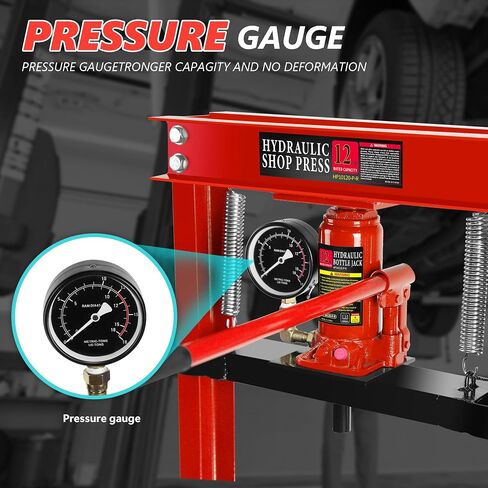 Hydraulic Shop Press,12 Ton H-Frame Garage Floor Adjustable Shop Bearing Press with Stamping Plates to Bend, Straighten, Or Press Parts, Install Bearings & U-Joints in Saudi Arabia