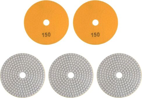 HARFINGTON 5pcs Diamond Polishing Pads 5" Grit 200 Wet/Dry Polish Pad for Stone Concrete Marble Countertop Quartz, for Polisher Grinder in Saudi Arabia