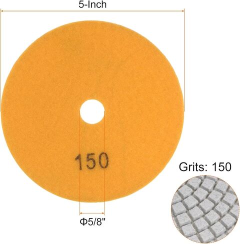 HARFINGTON 5pcs Diamond Polishing Pads 5" Grit 200 Wet/Dry Polish Pad for Stone Concrete Marble Countertop Quartz, for Polisher Grinder in Saudi Arabia