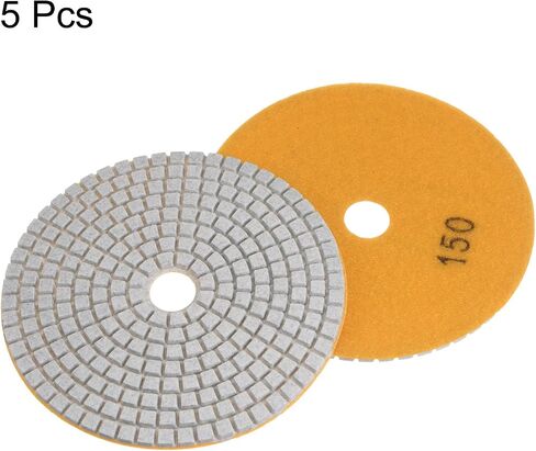 HARFINGTON 5pcs Diamond Polishing Pads 5" Grit 200 Wet/Dry Polish Pad for Stone Concrete Marble Countertop Quartz, for Polisher Grinder in Saudi Arabia