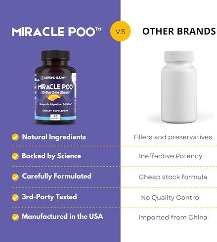 15 Day Gut Cleanse, Miracle Poo Colon Cleanse Capsules for Detox & Digestive Health Support with Psyllium Husk, Senna, & Cascara Sagrada, Non-GMO, 30 Capsules in Saudi Arabia