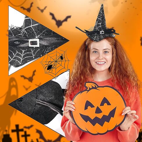 Halloween Headbands for Women Kids Witch Hat Hairbands Spiderweb Witch Hair Hoop in Saudi Arabia