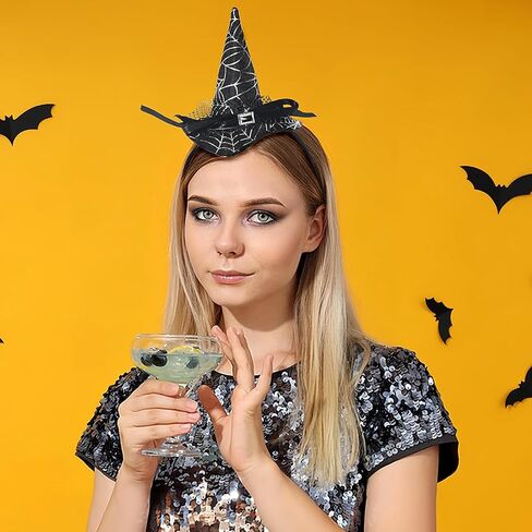 Halloween Headbands for Women Kids Witch Hat Hairbands Spiderweb Witch Hair Hoop in Saudi Arabia