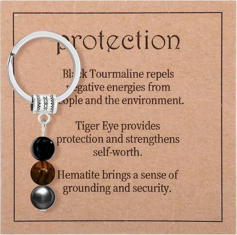 Crystals Stone Keychain for Anxiety Relief, Healing Stones Keychain Gifts for Women and Men (Protection) in Saudi Arabia