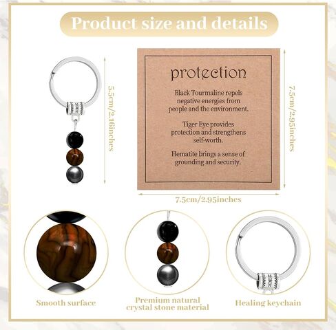 Crystals Stone Keychain for Anxiety Relief, Healing Stones Keychain Gifts for Women and Men (Protection) in Saudi Arabia