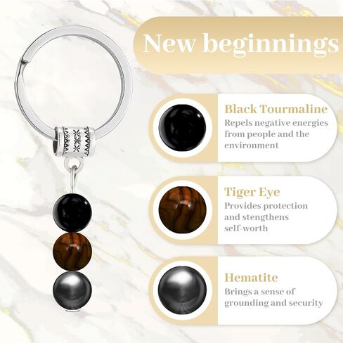 Crystals Stone Keychain for Anxiety Relief, Healing Stones Keychain Gifts for Women and Men (Protection) in Saudi Arabia