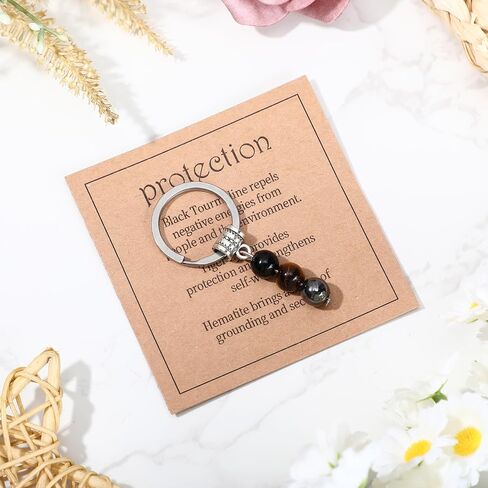 Crystals Stone Keychain for Anxiety Relief, Healing Stones Keychain Gifts for Women and Men (Protection) in Saudi Arabia