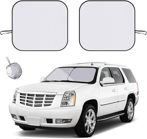 2PCS Car Windshield Sun Shade, 28"×31" Auto Windshield Reflector Sunshade Block Heat, Sun & UV Ray, Foldable Sun Visor Protector to Keep Your Vehicle Cool, Car Accessories in Saudi Arabia