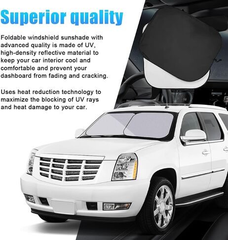 2PCS Car Windshield Sun Shade, 28"×31" Auto Windshield Reflector Sunshade Block Heat, Sun & UV Ray, Foldable Sun Visor Protector to Keep Your Vehicle Cool, Car Accessories in Saudi Arabia