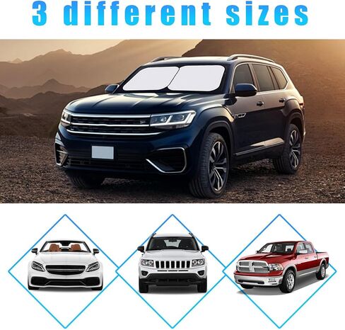 2PCS Car Windshield Sun Shade, 28"×31" Auto Windshield Reflector Sunshade Block Heat, Sun & UV Ray, Foldable Sun Visor Protector to Keep Your Vehicle Cool, Car Accessories in Saudi Arabia