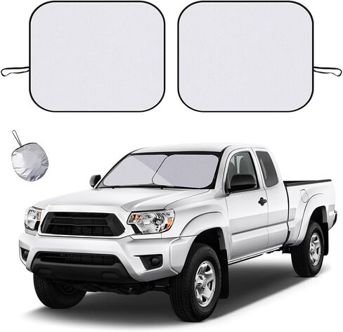 2PCS Car Windshield Sun Shade, 28"×31" Auto Windshield Reflector Sunshade Block Heat, Sun & UV Ray, Foldable Sun Visor Protector to Keep Your Vehicle Cool, Car Accessories in Saudi Arabia