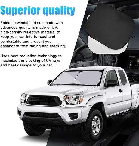 2PCS Car Windshield Sun Shade, 28"×31" Auto Windshield Reflector Sunshade Block Heat, Sun & UV Ray, Foldable Sun Visor Protector to Keep Your Vehicle Cool, Car Accessories in Saudi Arabia