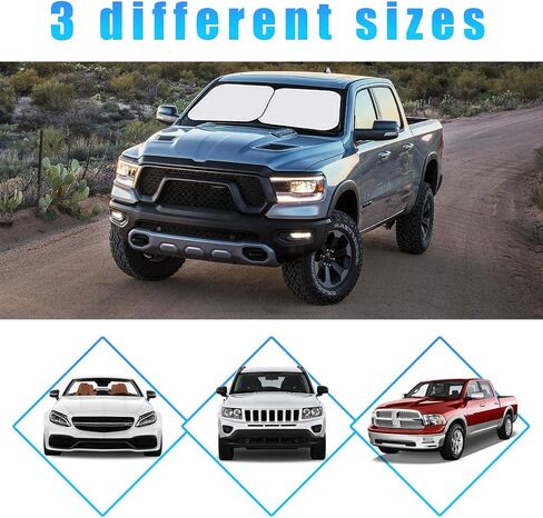 2PCS Car Windshield Sun Shade, 28"×31" Auto Windshield Reflector Sunshade Block Heat, Sun & UV Ray, Foldable Sun Visor Protector to Keep Your Vehicle Cool, Car Accessories in Saudi Arabia