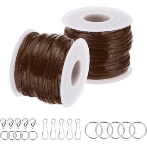PATIKIL Lanyard String Kit, 2 Rolls Glitters Plastic Lacing Cord Gimp String Lanyard Weaving Kit with Lanyards Accessories for Jewelry Making DIY Crafts, Bracelets, Keychains, Sky Blue