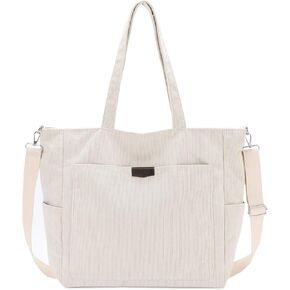 Chase Chic Corduroy Tote Bag for Women, Large Lightweight Shoulder Work Tote Crossbody Handbag for Girls