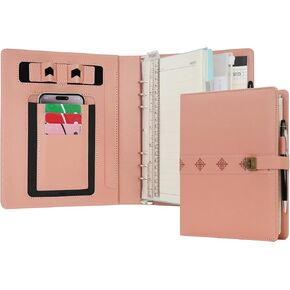 WASON A5 Journal Binder PU Leather Composition Notebook Ruled Spiral Diary Portfolio with Pen, Refillable Paper, Removable Clipboard, Notepad for Business Travel School Planner Organizer (Cyan)