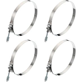 PATIKIL T-Bolt Hose Clamps with Spring, 4 Pack 304 Stainless Steel Adjustable Worm Hose Clamp Working Range 203-211mm(8-8.3") for 8" Hose ID