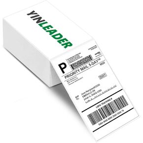 Yinleader 4" x 4" Direct Thermal Labels, Fanfold Shipping Package Labels with Perforated, Commercial Grade, Permanent Adhesive for Thermal Printer, 1000 Labels/1 Stack