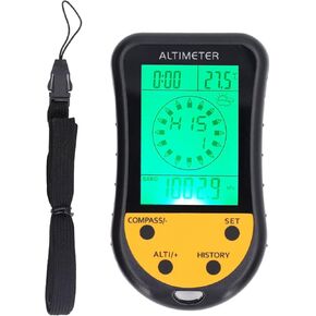 Digital Altimeter Barometer, Barometer Altimeter, Digital Altimeter, 8-in-1 Portable Multifunction Thermometer with Backlit LCD for Outdoor Fans for Hiking Camping Climbing