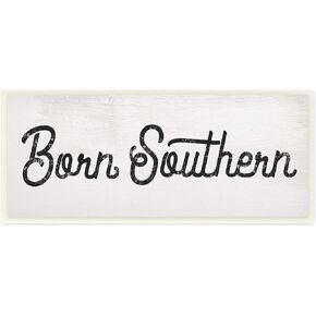 Stupell Industries Born Southern Quaint Country Phrase Retro Typography, Designed by Daphne Polselli Wall Plaque, Black