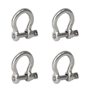 4-Pack 304 Stainless Steel Bow Shackle D-Rings with Screw Pin - Anchor Shackles for Outdoor Adventure, Camping, Chains, Wire Rope, Lifting, and Construction