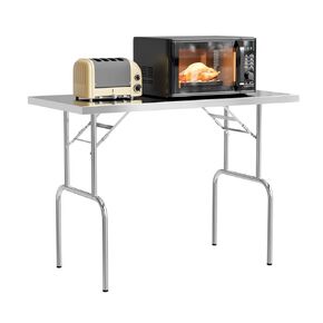 ROVSUN Stainless Steel Folding Table 48 x 24 Inches, Portable Commercial Folding Prep Table, NSF Heavy Duty Foldable Table for Home Kitchen Restaurant Hotel Outdoor Camping Picnic