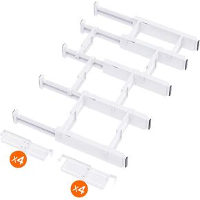 Lifewit 5 Pack Drawer Dividers 2.36" High, 16"-22" Adjustable Drawer Organizer with 8 Inserts for Utensils/Clothes/Makeup, Plastic Expandable Separators in Kitchen/Dresser/Bedroom/Bathroom/Office