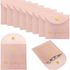 Fuxiqar 10 PCS Jewelry Bags Bridesmaid Gifts Velvet Small Jewelry Pouch with Button (Beige)