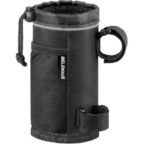 Bike Cup Holder, Water Bottle Holder Up to 32oz, Bicycle Handlebar Drink Holder Oxford Fabric with Mesh Pockets for e-Bike Scooter Cruiser Wheelchair Walker Boat, Black, 2 Pack