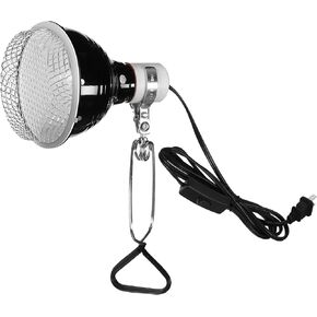 Simple Deluxe Reptile Lamp Fixture Dual Dome Light Double Sockets Bulbs Holder with Independent Switches and 22"-35" Adjustable Metal Floor Lamp-Holder, for Amphibians Terrarium, Turtle Tank