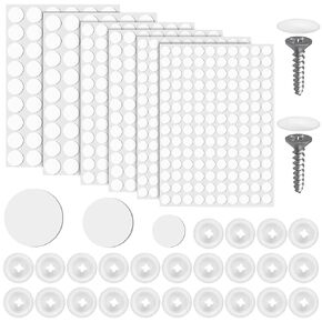 680pcs Self-Adhesive Screw Hole Stickers & Screw Covers Caps, 0.47in 0.59in 0.83in Dust-Proof White Furniture Screw Cover Stickers Self Tapping Screw Covers for Wood Screws Furniture