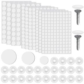 680pcs Self-Adhesive Screw Hole Stickers & Screw Covers Caps, 0.47in 0.59in 0.83in Dust-Proof White Furniture Screw Cover Stickers Self Tapping Screw Covers for Wood Screws Furniture