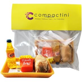 Miniature Model Scale Set Dollhouse Accessories Fast Food Miniature Hamburger Fried Chiken Miniature Soda Bottle Miniature (to Go Set Coffee)