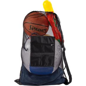 Heavy Duty Mesh Drawstring Bag,Mesh Sports Equipment Bag,Extra Large Sports Ball Storage Bag for Holding Basketball Volleyball Baseball Swimming Gear Beach Yoga Laundry with Shoulder Strap