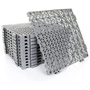 12 Pack 12 x 12 Inch Interlocking Drainage Tiles Rubber Outdoor Tiles Splicing Waterproof Mat for Patio Pool Mats for Deck No-Slip Modular Interlocking Cushion for Shower Kitchen Yard Balcony