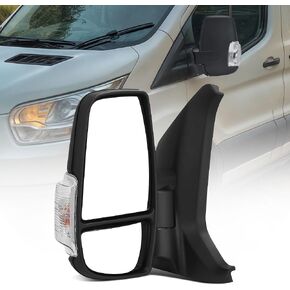 YITAMOTOR Door Mirror Right Passenger Side Mirror Compatible with 2015 2016 2017 2018 2019 2020 2021 Ford Transit 150 250 350 350 HD, Power Heated Manual Folding with LED Turn Signal Light Black