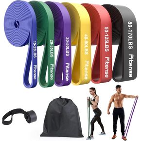 Resistance Bands Set - Pull Up Bands for Men Women, Exercise Bands Resistance with Door Anchor, Training Poster & Pouch for Body Stretching, Pull Up Assist