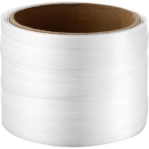 VEVOR Packaging Woven Cord Strapping Roll, 330' Length x 3/4" Width x 0.03" Thickness, 1763 lbs Break Strength, Heavy Duty Banding Pallet Strap Coil, Portable Strong Banding Packing Straps, White