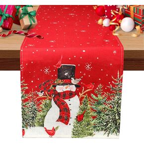 Christmas Table Runner, Christmas Decorations, Christmas Table Runners for Table, Snowman Trees Snowflakes Winter Table Runner Christmas Table Decorations for Christmas Holiday Home Decor, 13x72 Inch