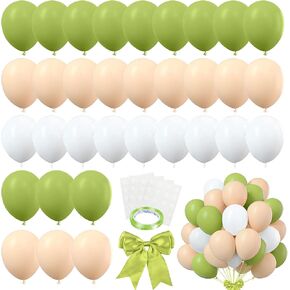 82 PCS Party Balloons Kit Latex 10 inch Brown Khaki Cream Balloons with Brown Ribbon Bow for Weeding Party Valentine's Day Decorations Baby Shower Bear Party Supplies (Style 5)