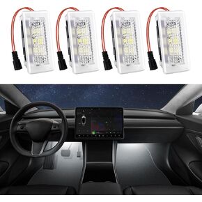 4 Pcs Interior LED Lights Bulbs Kit Compatible with Tesla Model 3, Y, X, S, Super Bright Replacement Light Bulbs for Footwell, Door Puddle, Trunk, Frunk - for Tesla Accessories (Red)