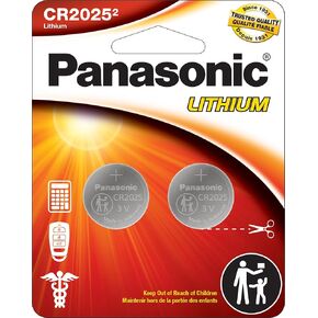 Panasonic CR2025 3.0 Volt Long Lasting Lithium Coin Cell Batteries in Child Resistant, Standards Based Packaging, 2-Battery Pack