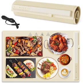 Electric Warming Tray, 3 Temperature Settings Food Warming Mat, Premium Silicone Nano-Material Warming Mat for Food, Warming Trays for buffets,Fast Heating in 10s for Party Home Daily Use