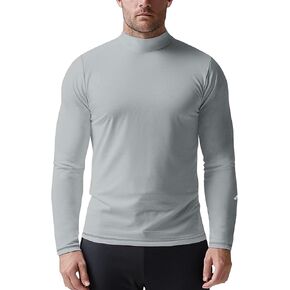 Mens Mock Turtleneck Long Sleeve Shirts - Thermal Baselayer Top, Lightweight Athletic-Fit Unershirt for Cold Weahter Sports