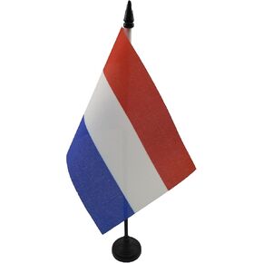 AZ FLAG Netherlands Table Flag 4'' x 6'' - Dutch Desk Flag 15 x 10 cm - Black Plastic Stick and Base
